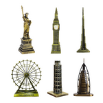 Burj Khalifa, Eiffel Tower, Big Ben Tower Combo Model Replica, Table Decorative Showpiece, Home Office Decor, Antique, Metal - 18CM