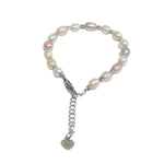 Peach and White Designer Heart Hanging pearl bracelets for women girls stylish bracelet-Maya Bazaar