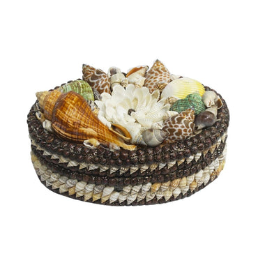Vintage Oval Shaped Seashell Decorative Jewelry Box Seashell Show Pieces For Home Decor-Maya Bazaar