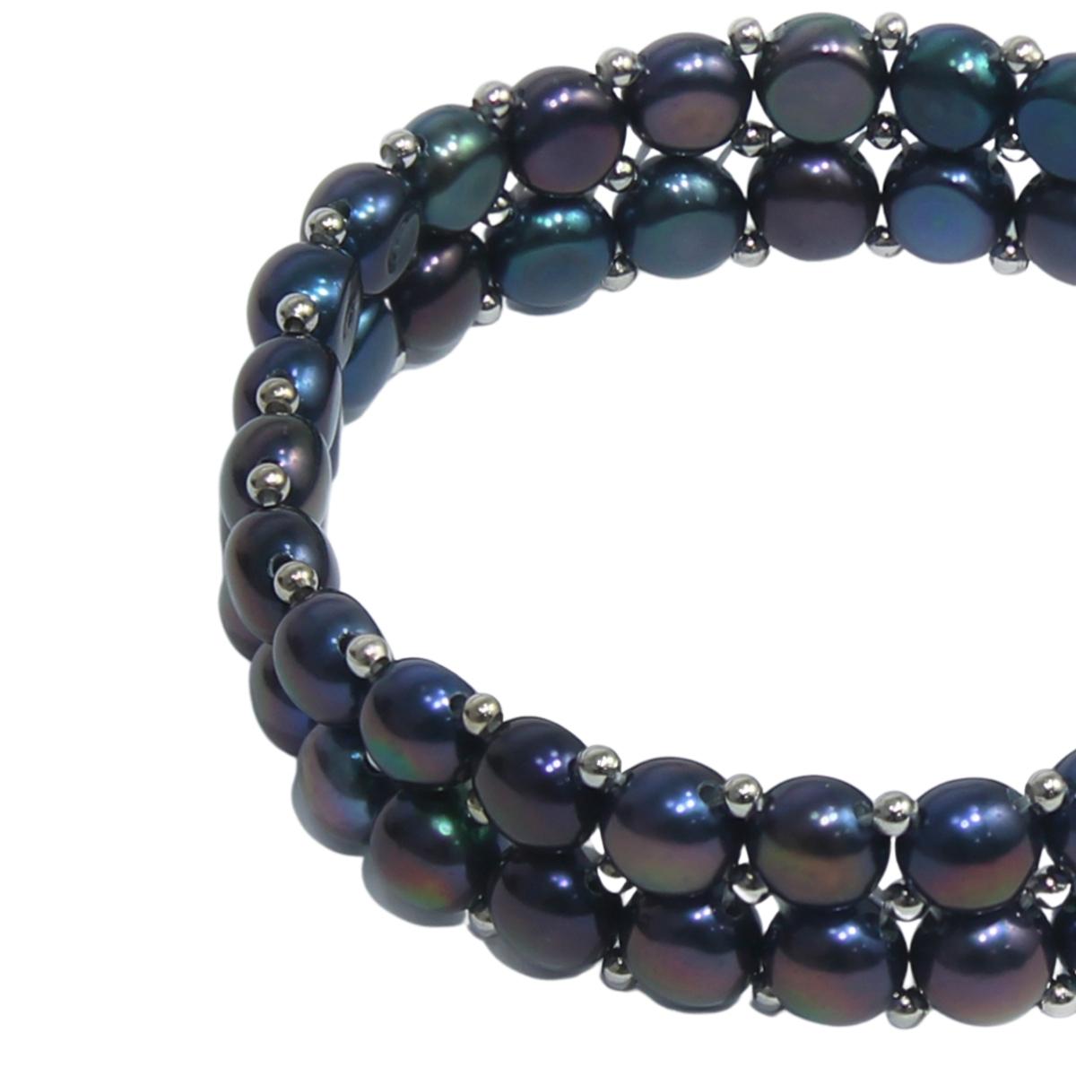 Maya Bazaar Double Layered Freshwater Mystery Black Pearl bracelets for women girls stylish bracelet-Maya Bazaar
