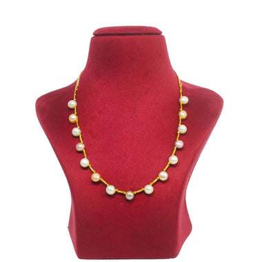 Maya Bazaar Gold Plated Freshwater Pearl Chain Pearl necklace for women-Maya Bazaar