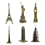 Burj Khalifa, Eiffel Tower, Big Ben Tower Combo Model Replica, Table Decorative Showpiece, Home Office Decor, Antique, Metal - 18CM