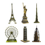 Burj Khalifa, Eiffel Tower, Big Ben Tower Combo Model Replica, Table Decorative Showpiece, Home Office Decor, Antique, Metal - 18CM