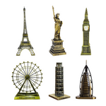 Burj Khalifa, Eiffel Tower, Big Ben Tower Combo Model Replica, Table Decorative Showpiece, Home Office Decor, Antique, Metal - 18CM
