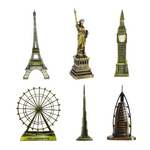 Burj Khalifa, Eiffel Tower, Big Ben Tower Combo Model Replica, Table Decorative Showpiece, Home Office Decor, Antique, Metal - 18CM