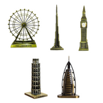 Burj Khalifa, Eiffel Tower, Big Ben Tower Combo Model Replica, Table Decorative Showpiece, Home Office Decor, Antique, Metal - 18CM