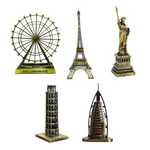 Burj Khalifa, Eiffel Tower, Big Ben Tower Combo Model Replica, Table Decorative Showpiece, Home Office Decor, Antique, Metal - 18CM