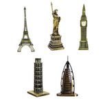 Burj Khalifa, Eiffel Tower, Big Ben Tower Combo Model Replica, Table Decorative Showpiece, Home Office Decor, Antique, Metal - 18CM