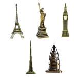 Burj Khalifa, Eiffel Tower, Big Ben Tower Combo Model Replica, Table Decorative Showpiece, Home Office Decor, Antique, Metal - 18CM