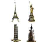 Burj Khalifa, Eiffel Tower, Big Ben Tower Combo Model Replica, Table Decorative Showpiece, Home Office Decor, Antique, Metal - 18CM