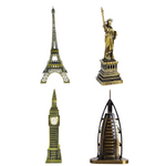 Burj Khalifa, Eiffel Tower, Big Ben Tower Combo Model Replica, Table Decorative Showpiece, Home Office Decor, Antique, Metal - 18CM