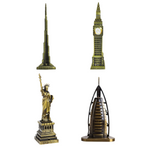 Burj Khalifa, Eiffel Tower, Big Ben Tower Combo Model Replica, Table Decorative Showpiece, Home Office Decor, Antique, Metal - 18CM
