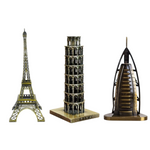 Burj Khalifa, Eiffel Tower, Big Ben Tower Combo Model Replica, Table Decorative Showpiece, Home Office Decor, Antique, Metal - 18CM