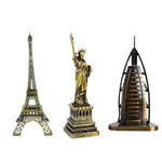 Burj Khalifa, Eiffel Tower, Big Ben Tower Combo Model Replica, Table Decorative Showpiece, Home Office Decor, Antique, Metal - 18CM