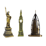 Burj Khalifa, Eiffel Tower, Big Ben Tower Combo Model Replica, Table Decorative Showpiece, Home Office Decor, Antique, Metal - 18CM