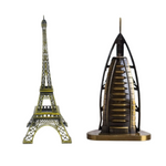 Burj Khalifa, Eiffel Tower, Big Ben Tower Combo Model Replica, Table Decorative Showpiece, Home Office Decor, Antique, Metal - 18CM
