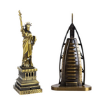Burj Khalifa, Eiffel Tower, Big Ben Tower Combo Model Replica, Table Decorative Showpiece, Home Office Decor, Antique, Metal - 18CM