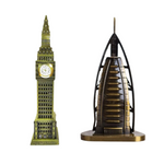 Burj Khalifa, Eiffel Tower, Big Ben Tower Combo Model Replica, Table Decorative Showpiece, Home Office Decor, Antique, Metal - 18CM