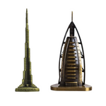 Burj Khalifa, Eiffel Tower, Big Ben Tower Combo Model Replica, Table Decorative Showpiece, Home Office Decor, Antique, Metal - 18CM