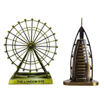 Burj Khalifa, Eiffel Tower, Big Ben Tower Combo Model Replica, Table Decorative Showpiece, Home Office Decor, Antique, Metal - 18CM
