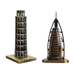 Burj Khalifa, Eiffel Tower, Big Ben Tower Combo Model Replica, Table Decorative Showpiece, Home Office Decor, Antique, Metal - 18CM