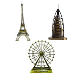 Burj Khalifa, Eiffel Tower, Big Ben Tower Combo Model Replica, Table Decorative Showpiece, Home Office Decor, Antique, Metal - 18CM