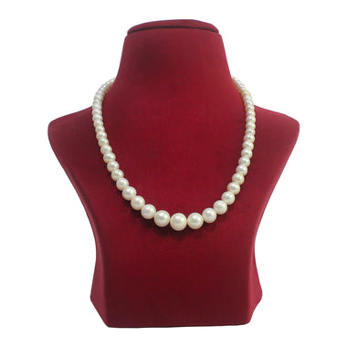 Single Layer White and Peach Freshwater Pearl Necklace - Maya Bazaar