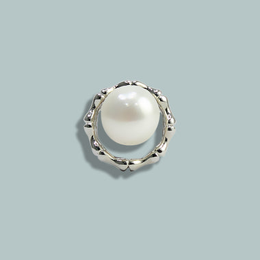 Silver coated freshwater pearl Studs foe women