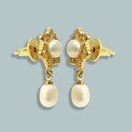 Star Shaped Gold plated Freshwater pearl Earrings for Women & Girls