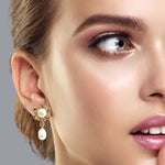 Star Shaped Gold plated Freshwater pearl Earrings for Women & Girls