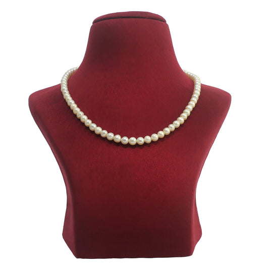 White Colour Freshwarter Rounded pearl necklace-Maya Bazaar