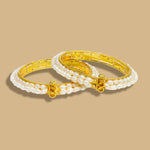 Gold Plated Freshwater pearl bangles for women latest design Traditional-Maya Bazaar