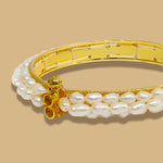 Gold Plated Freshwater pearl bangles for women latest design Traditional-Maya Bazaar