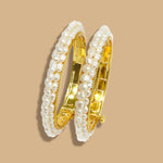 Gold Plated Freshwater pearl bangles for women latest design Traditional-Maya Bazaar