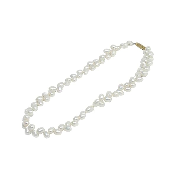 Leaf Shaped Double-Lined Freshwater Pearl Designer Necklace- Maya Bazaar