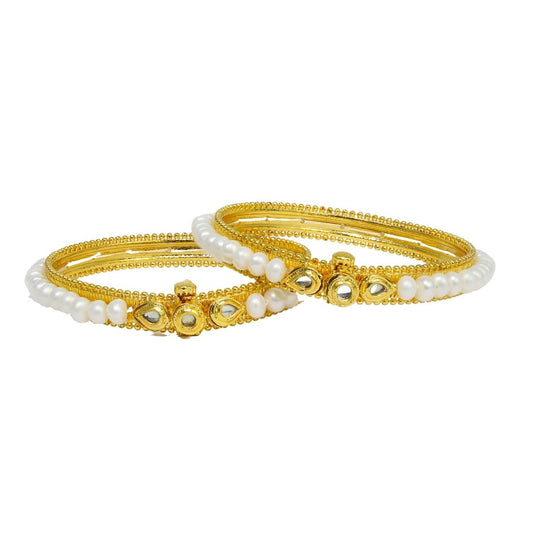 Three Doted Glass Embossed Designer Pearl Bangle