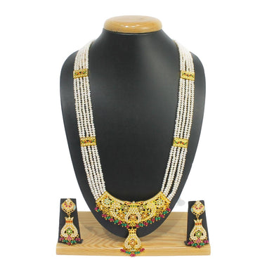 Maya Bazaar Traditional Gold Plated White Freshwater Pearl Designer Bridal Jewelery Set for women-Maya Bazaar