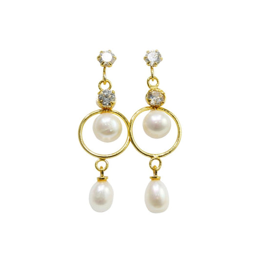Beautiful Circle Aligned with Rice Pearl Earrings & Studs For Women-Maya Bazaar
