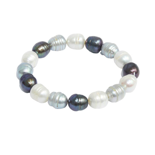Tri Colour Black, White and Grey Freshwater Pearl bracelets for women girls stylish bracelet-Maya Bazaar