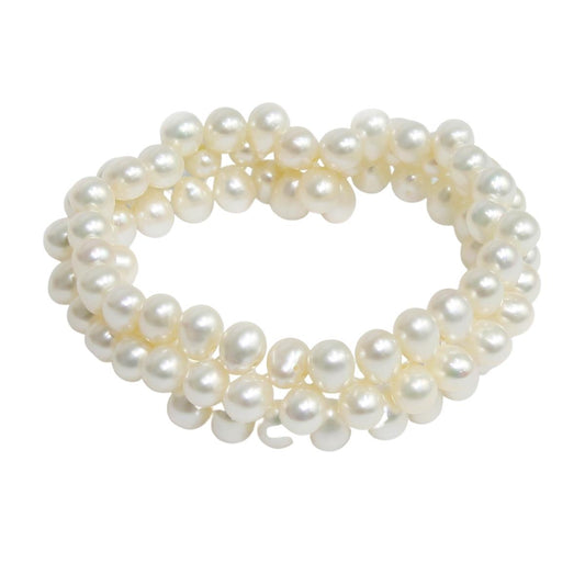 Potato Shaped Three Beads Freshwater Pearl bracelets for women girls stylish bracelet-Maya Bazaar