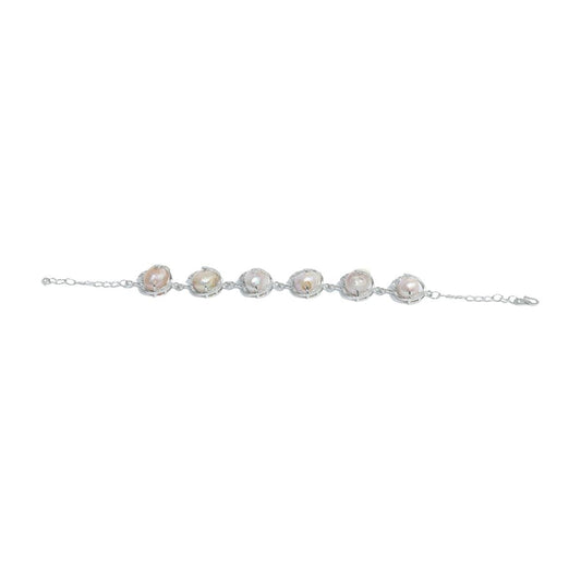 White and Peach Coloured Pearl pearl bracelets for women girls stylish bracelet-Maya Bazaar
