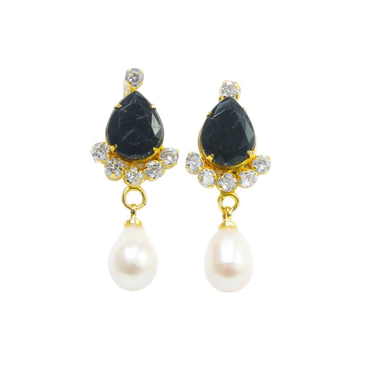 Stone Freshwater Pearl Beads Gold Earrings & Studs for women-Maya Bazaar