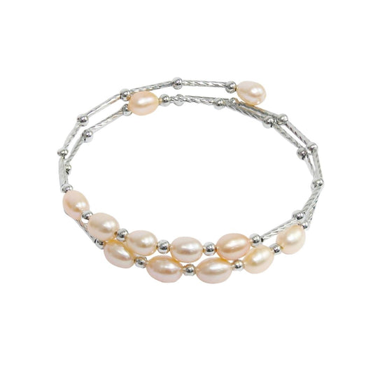 Peach Colour Freshwater Adjustable Designer pearl bracelets for women girls stylish bracelet