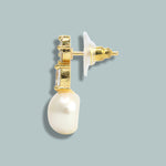 Gold plated zircon Stone freshwater Pearl Studs For girls