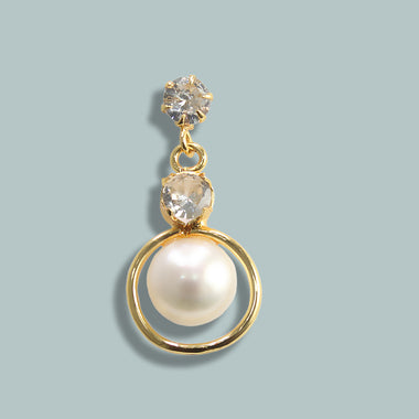 Gold Rounded Double Pearl Earrings for women & Girls -Mayabazaar