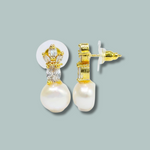 Gold Coated Freashwater pearl with zircon stone for Girls  & Womens-Mayabazaar