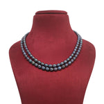 Double-Line Freshwater Black Pearl Designer Necklace for Women-Maya Bazaar