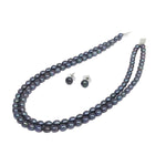 Double-Line Freshwater Black Pearl Designer Necklace for Women-Maya Bazaar