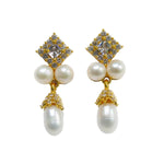 Glimmery Two String Gold Plated Freshwater Pearl Jewelry Set For Women-Maya Bazaar