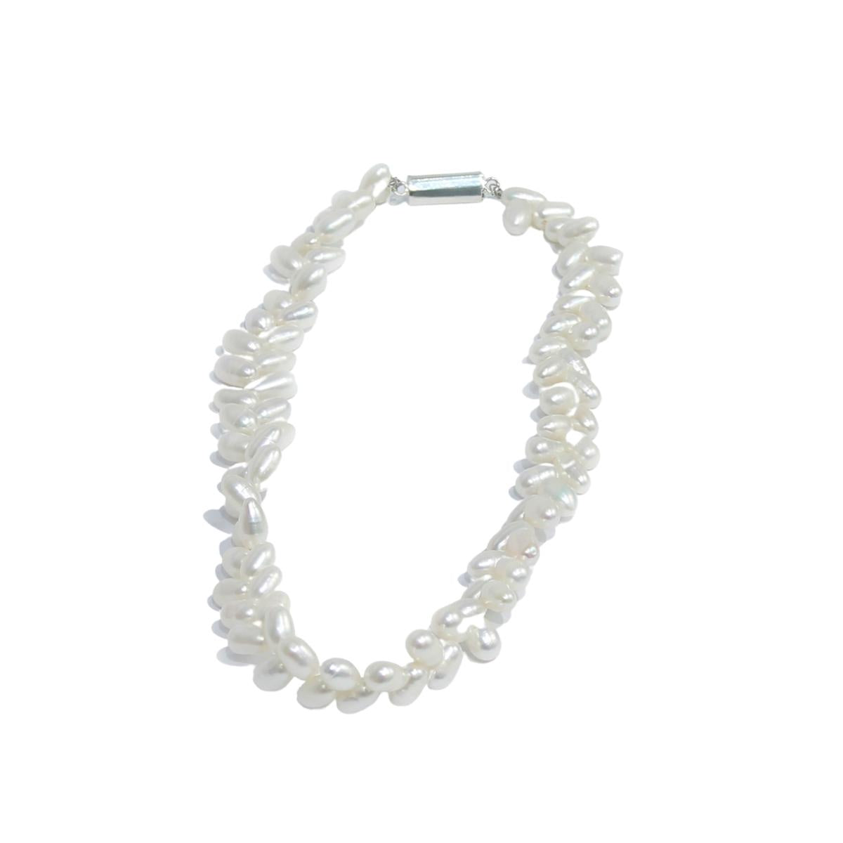 Twisted Link and Freshwater Pearl Necklace N-1051)